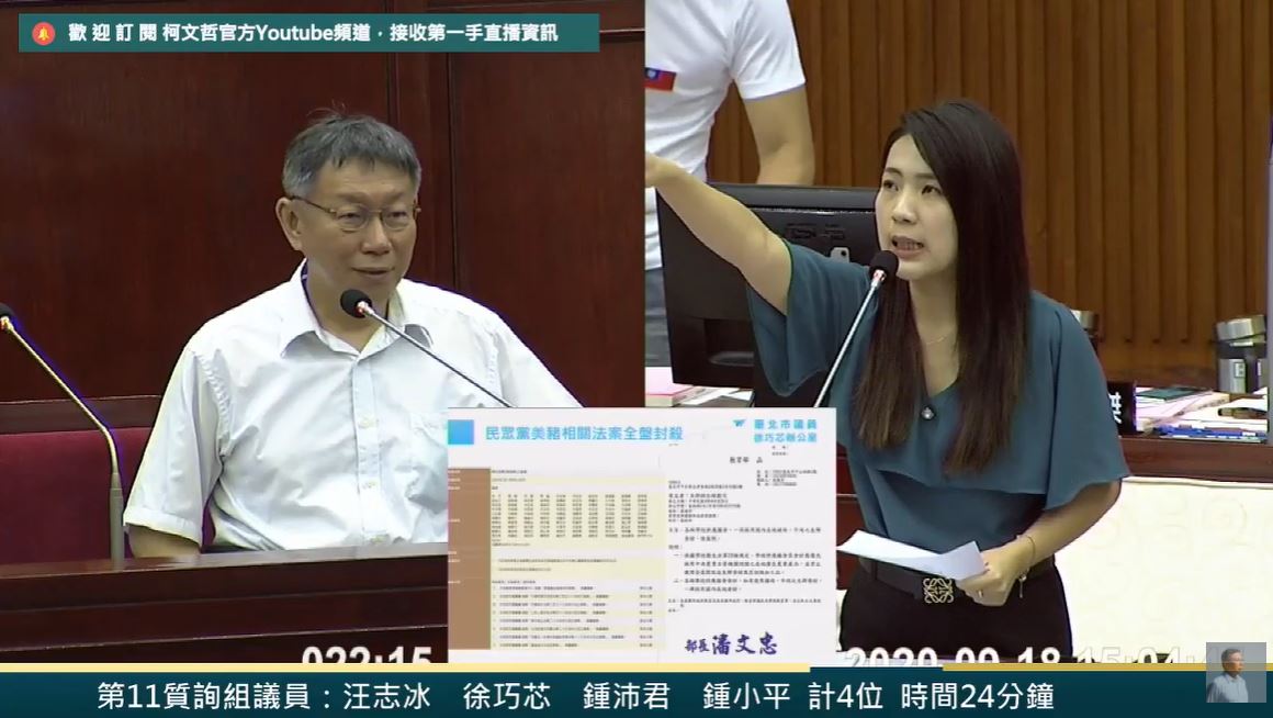 徐巧芯質詢柯文哲。 圖：翻攝柯文哲官方youtube頻道