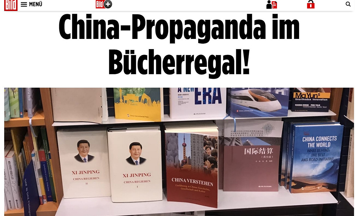 德國畫報標題稱中國大外宣就在書架上 圖:擷取自畫報官網
