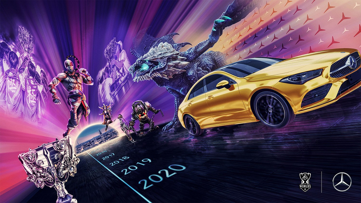 知名汽車大廠Mercedes Benz今年再度成為《英雄聯盟》全球總決賽合作夥伴。 圖：翻攝自lol esports twitter