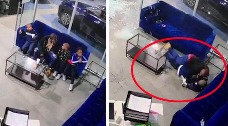 美國一名父親為防止孩子中彈，將孩子壓在身下。 圖 : 翻攝自環球網