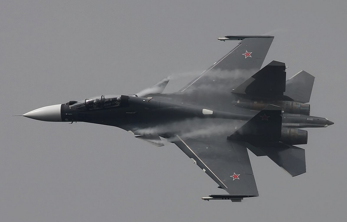 一架俄軍蘇-30SM戰鬥機前天在演練時意外墜毀。(示意圖) 圖 : 翻攝自環球網