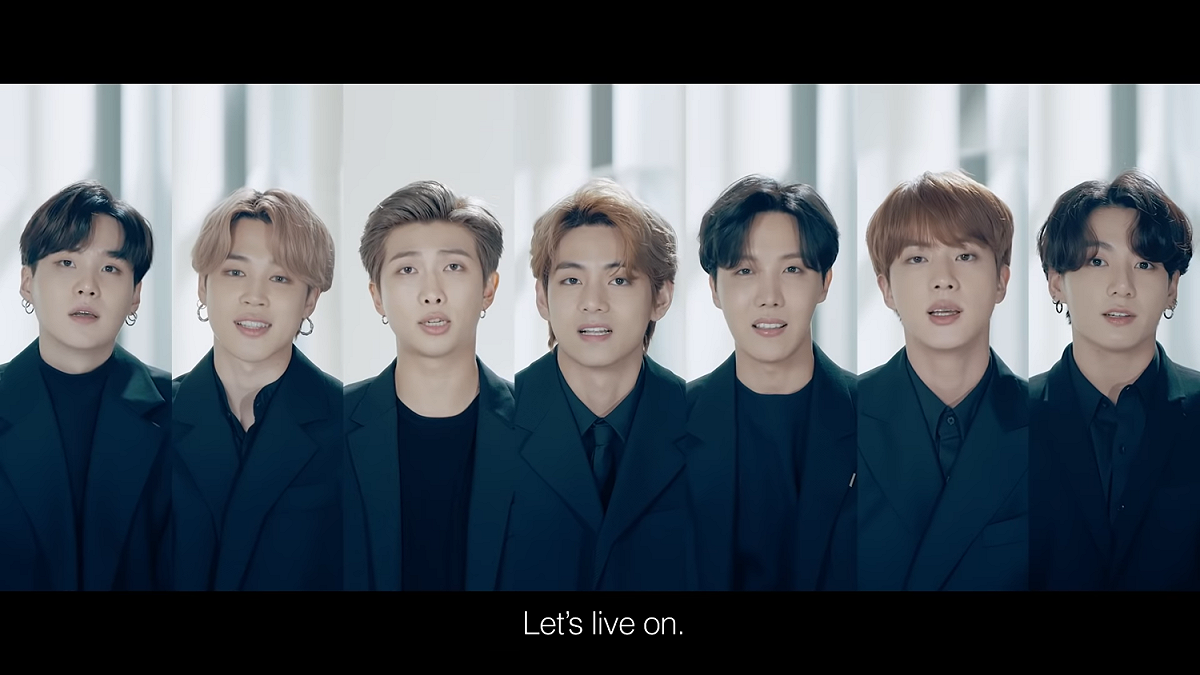 BTS防彈少年團睽違2年再度登上聯合國大會演講，用英文和韓文發表感動人心的演說，安慰全球受疫情陰霾壟罩的粉絲。 圖：截圖自YouTube BANGTANTV