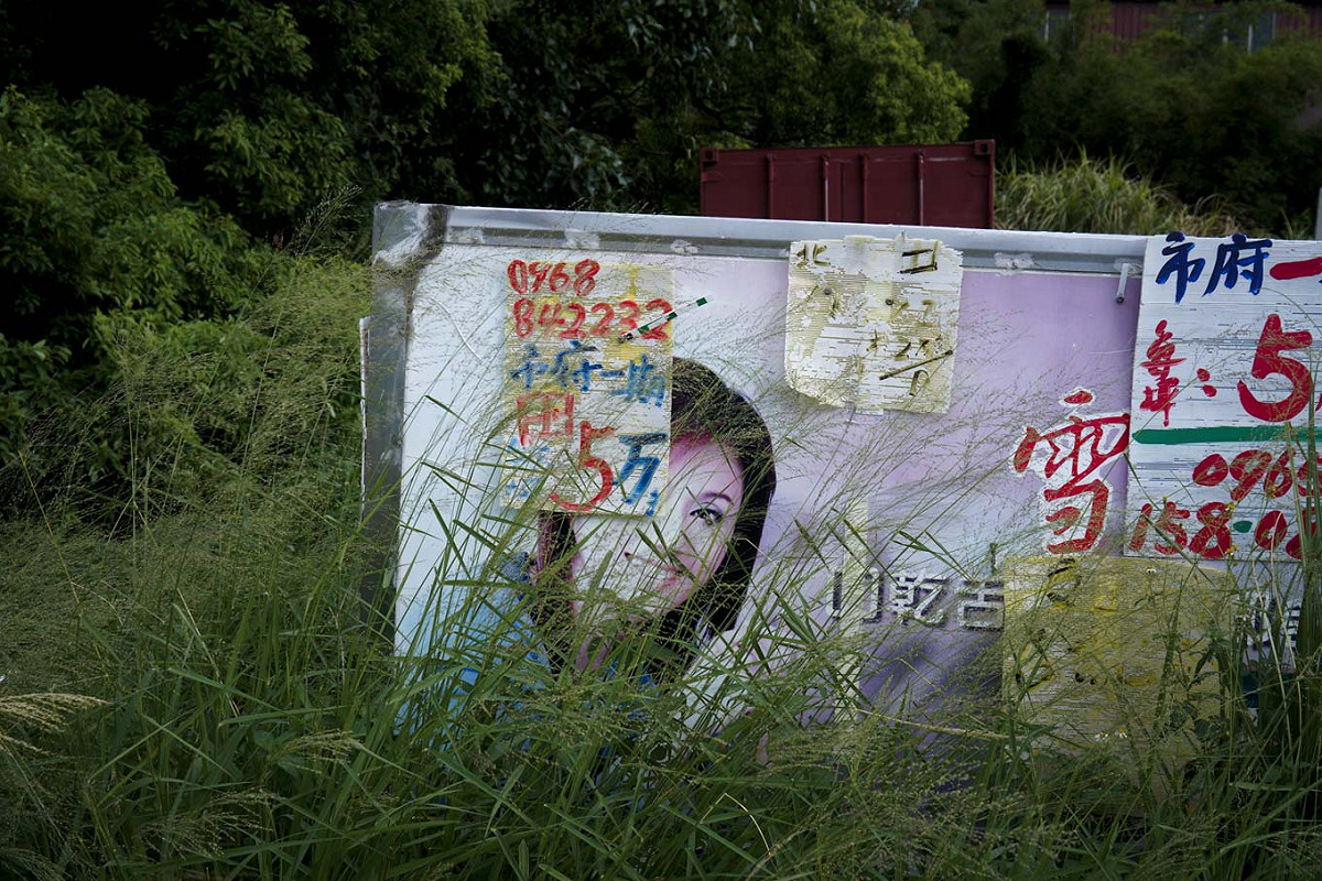 在大園的鄉間小路上，到處都是買賣土地的廣告物。 圖：張良一/攝