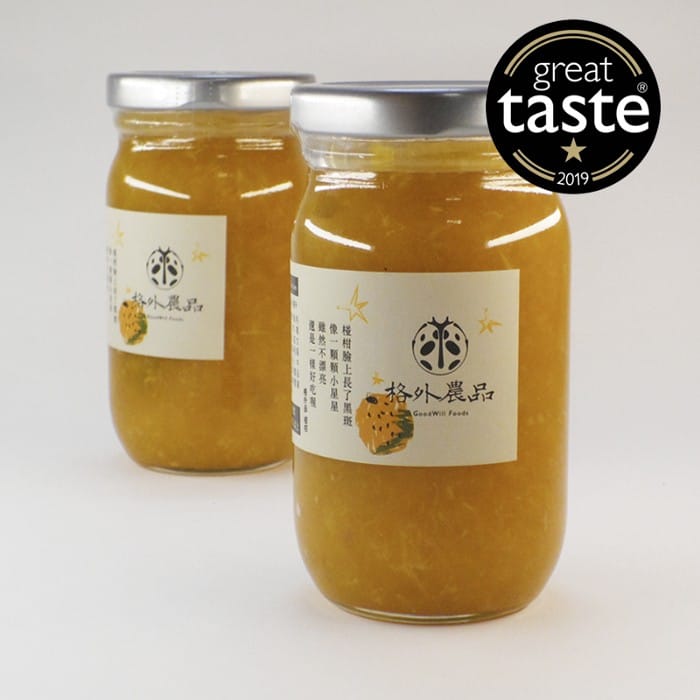 2019年榮獲英國Great Taste Awards評測1星獎殊榮的「青皮椪柑果茶醬」。創辦人不時會與果農交流，瞭解產地實情 圖：創夢市集/提供