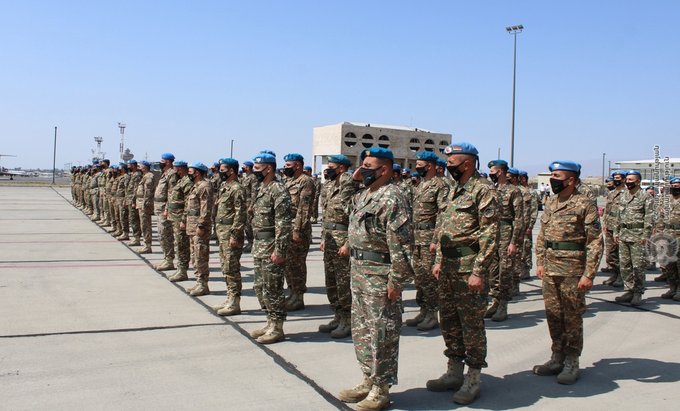 亞美尼亞的軍方集合整隊。 圖：翻攝自MoD of Armenia推特