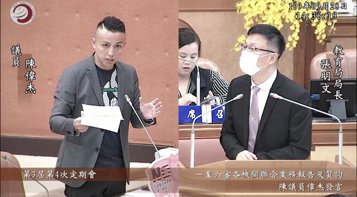 陳偉杰要求教育局與學校研議下學期更換營養午餐契約，禁止使用瘦肉精美豬及其製品，保障師生用餐安全。  圖：林昀真/翻攝