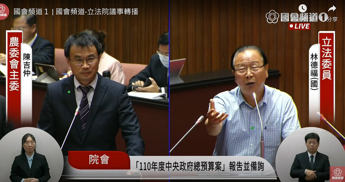 農委會主委陳吉仲備受國民黨立委批評。 圖：擷取自國會頻道