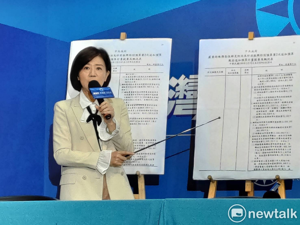 國民黨召開記者會，要求行政院交代清楚，紓困預算追加案中那筆沒有預算科目名的52.8億元預算。 圖：黃建豪/攝