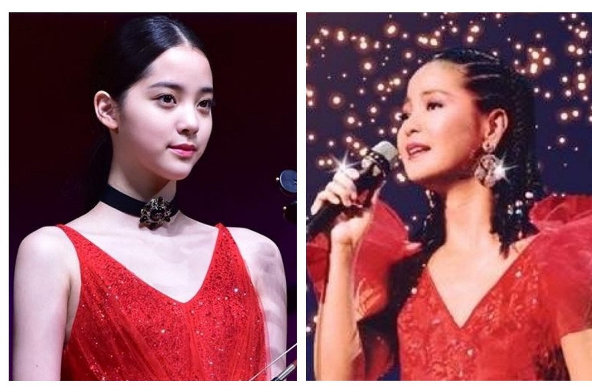針對藝人歐陽娜娜在中國國慶晚會中獻唱，資深媒體人趙少康日前在節目上大讚，歐陽娜娜（左）也算是台灣之光，就像當年的鄧麗君（右）一樣。 圖：新頭殼製作（翻攝自歐陽娜娜、鄧麗君臉書粉絲團）