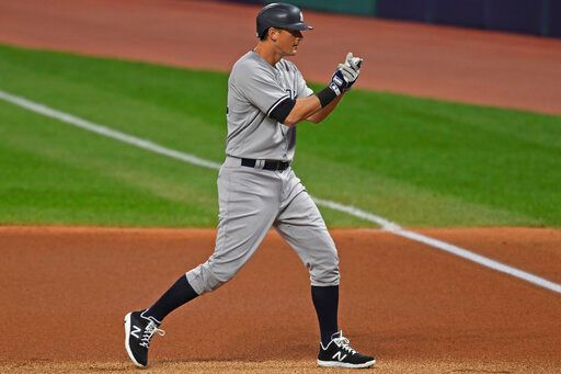 洋基隊DJ LeMahieu 敲出致勝安打。 圖／美聯社／達志影像