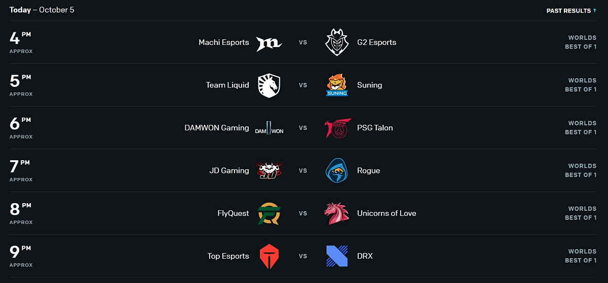 《英雄聯盟》小組賽Day3賽程（2020.10.05） 圖：翻攝自 LoL Esports 官網