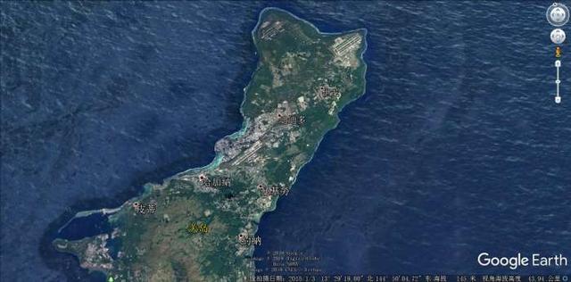 關島衛星空拍。 圖 : 翻攝自google earth