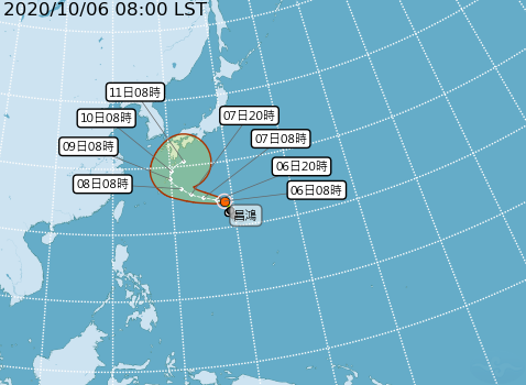 目前氣象局預測輕颱「昌鴻」的未來路徑，但大氣環境仍存有許多不穩定因素，因此要等到週五(9日)才會是明確路徑關鍵。 圖：中央氣象局/提供
