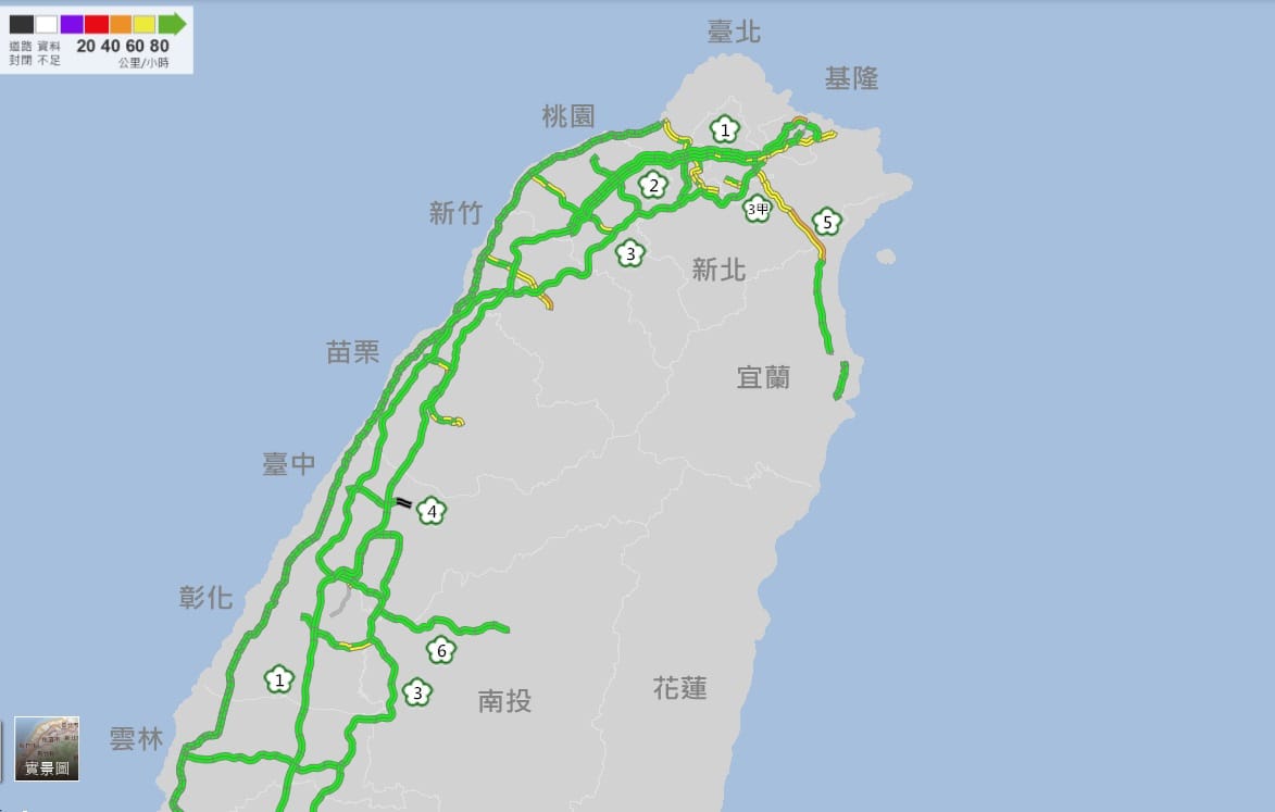 國慶連假收假日，目前國道交通大致順暢， 圖/高公局