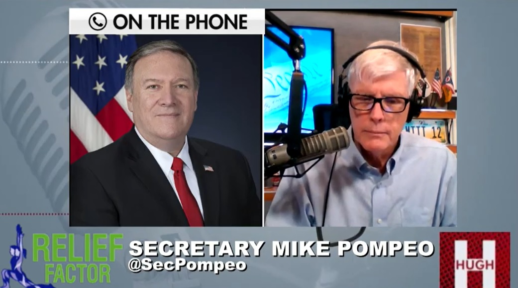 蓬佩奧日前接受廣播電台節目「修伊特秀」（The Hugh Hewitt Show）專訪。 圖：翻攝自 Hugh Hewitt的youtube頻道