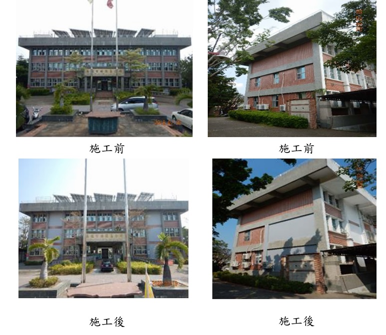 高雄市橋頭區公所施作剪力牆加鋼筋混凝土柱補強工程。 圖：內政部提供