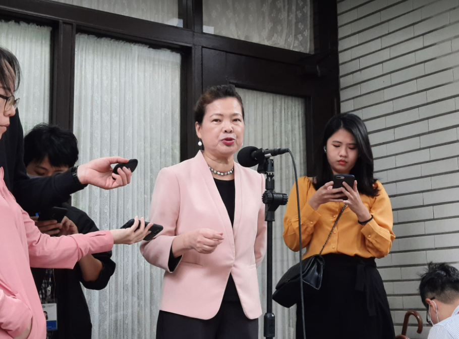 經濟部長王美花呼籲大家省水。 圖:陳佩君/攝