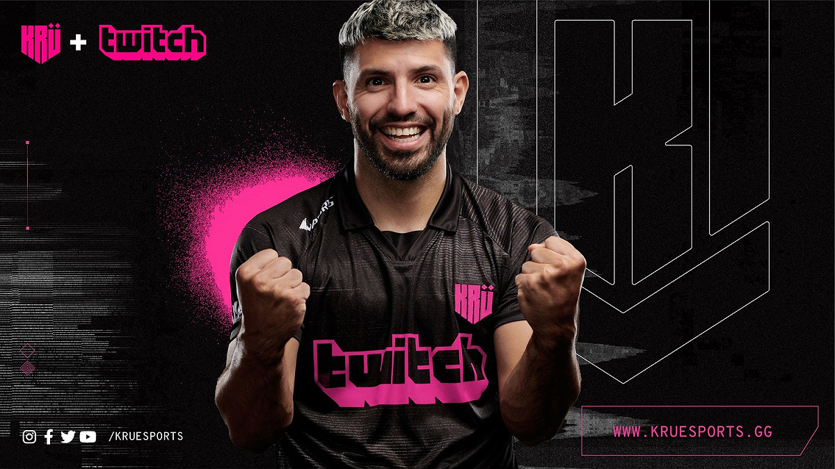 曼城明星前鋒阿奎羅宣布成立完全獨資的KRU Esports電競俱樂部，未來將進軍多項遊戲項目。 圖：翻攝自Twitch LATAM twitter