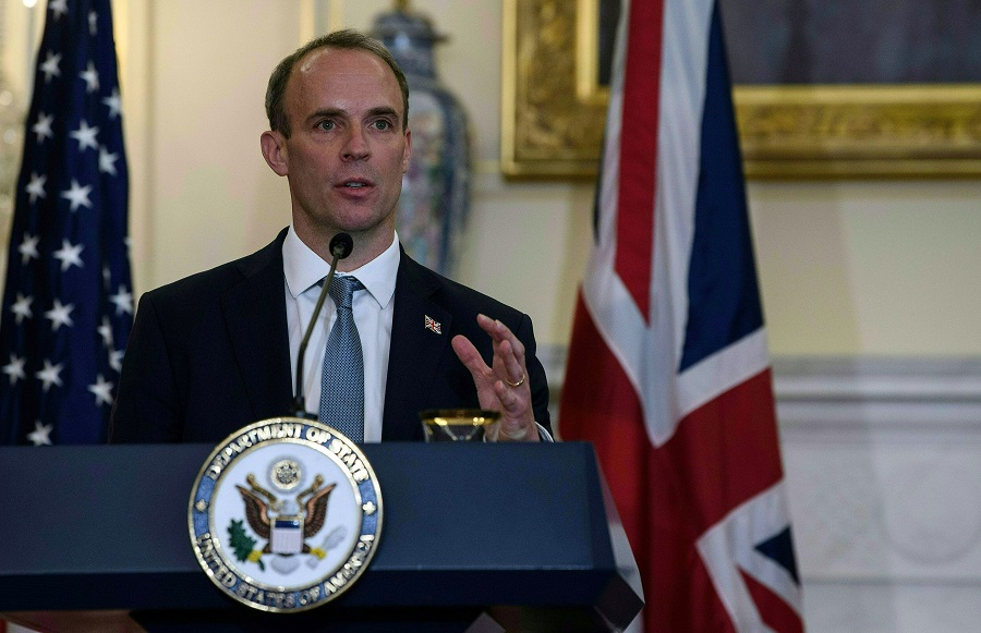英國外相拉布（Dominic Raab）表示，英國將訂定新法規，以避免來自中國新疆在強迫勞動下所生產的物品進入當地產業供應鏈。 圖：達志影像/路透社（資料照）