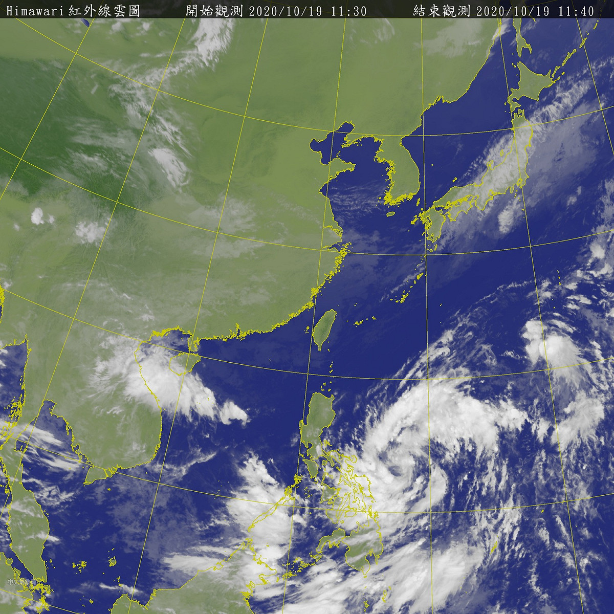 從衛星雲圖上來看，可見東北風南下外，以及在菲律賓東方海面上的熱帶性低氣壓。 圖：中央氣象局/提供