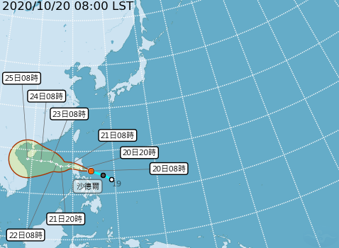 位在菲律賓東方海面上的熱帶性低氣壓，今天早上8點已生成為今年第17號颱風沙德爾，氣象局預估它未來路徑往中南半島方向前進。 圖：中央氣象局/提供