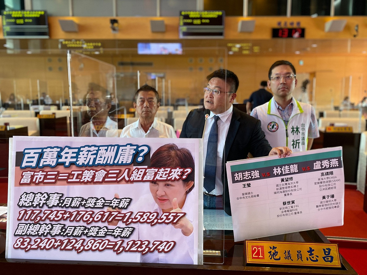 中市議員施志昌批評工策會總幹事根本是酬庸。 施志昌/提供