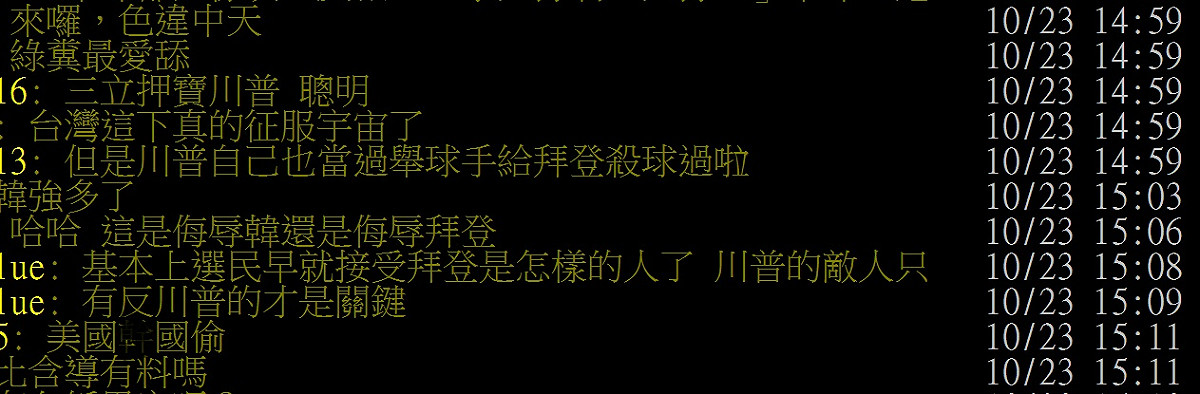 網友將拜登與前高雄市長韓國瑜比擬 圖:擷取自PTT