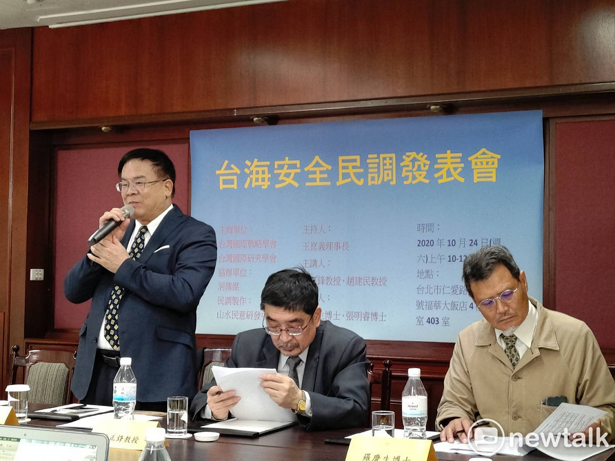 台灣國際戰略學會與台灣國際研究學會共同舉辦「台海安全」民調發表會。 圖：黃建豪/攝