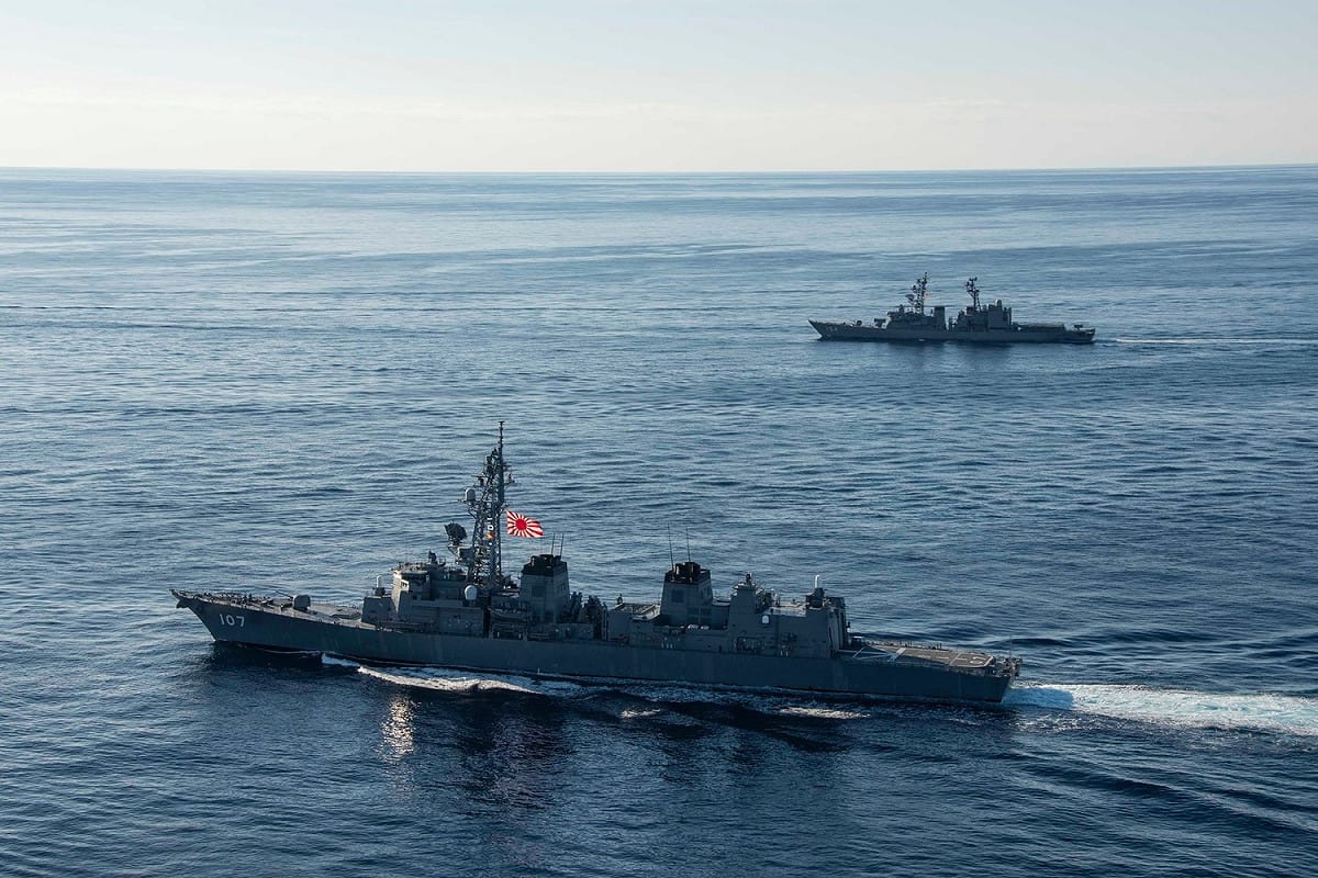 日本派出海上自衛隊第一、第四護衛隊群。 圖：翻攝自USS Ronald Reagan臉書