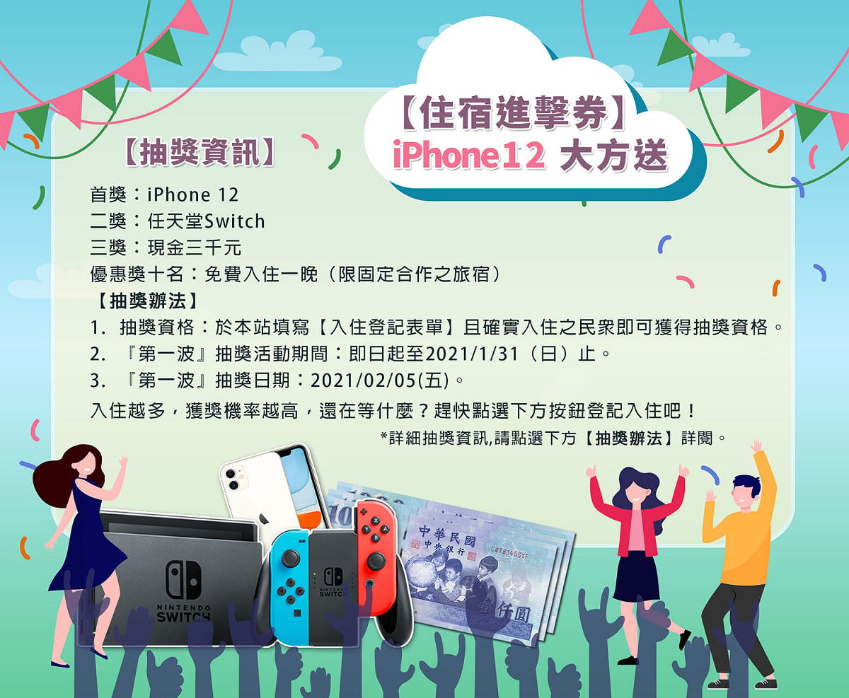 參加「住宿進擊券」活動還可抽獎。 圖：取自安心遊2.0網頁