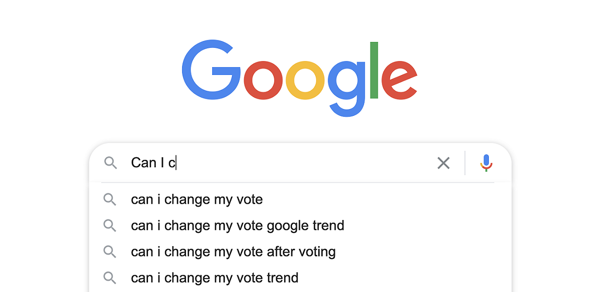 「可以更改投票嗎」（Can I change my vote）登上Google熱搜的關鍵字 圖：翻攝Google首頁