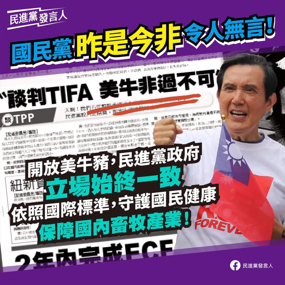 民進黨發言人顏若芳表示，馬英九昨天罵的無恥似乎都是在批評當年擔任總統的自己，昨是今非的言行，令人無言。 圖：擷自民進黨發言人臉書粉專