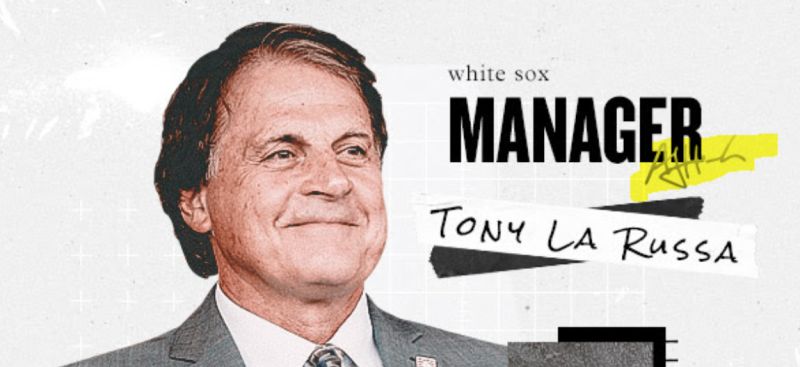 AJ Hinch的簽名竟然在白襪隊總教練Tony La Russa照片上。 圖：取自白襪隊推特