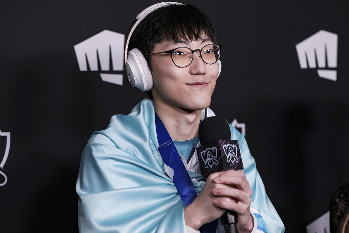DWG上路選手Nuguri冠軍造型考慮選凱能。 圖：翻攝自LOL Esports flickr