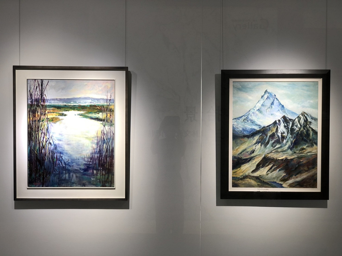 「拾景-林文政創作個展」，展出24幅油畫作品，其中20幅販售所得捐給偏鄉學校。 圖：中友百貨/提供