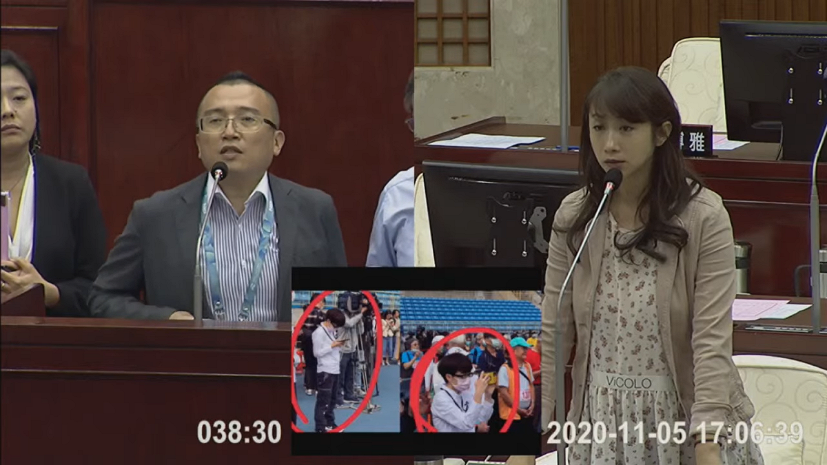 民進黨台北市議員許淑華質疑，市長柯文哲任用遠房親戚先到市長室擔任實習生，隨後又到社會局當機要。 圖：翻攝直播畫面