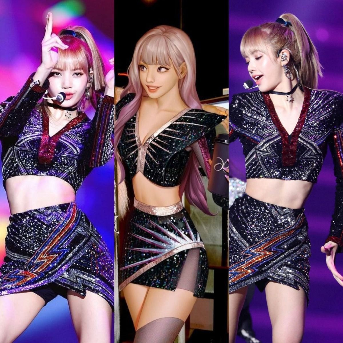 韓網一致認為寧寧的虛擬角色長的和BLACKPINK的LISA幾乎一模一樣。 圖：翻攝自臉書專頁아이돌 이슈