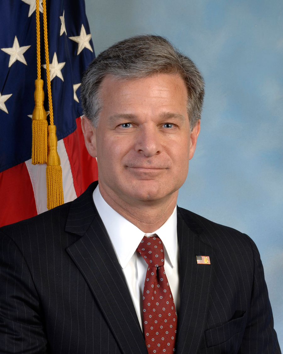 美國聯邦調查局（FBI）局長瑞伊（Christopher Wray）。 圖：取自FBI官網（資料照）