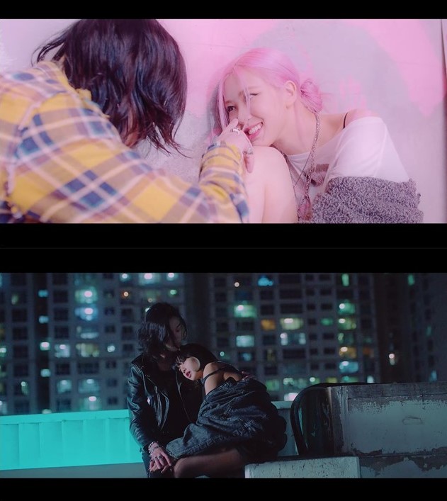 LØREN因為在《Lovesick Girls》MV中和BLACKPINK成員有切密互動而引起討論。 圖：截圖自YouTube BLACKPINK