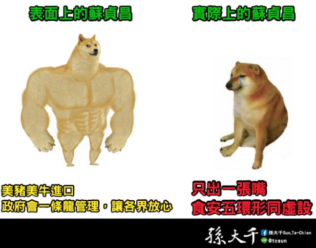 前立委孫大千在臉書列出五大重點，諷刺蘇貞昌究竟是「食安五環」，還是「食安五騙」？ 圖：翻攝孫大千臉書