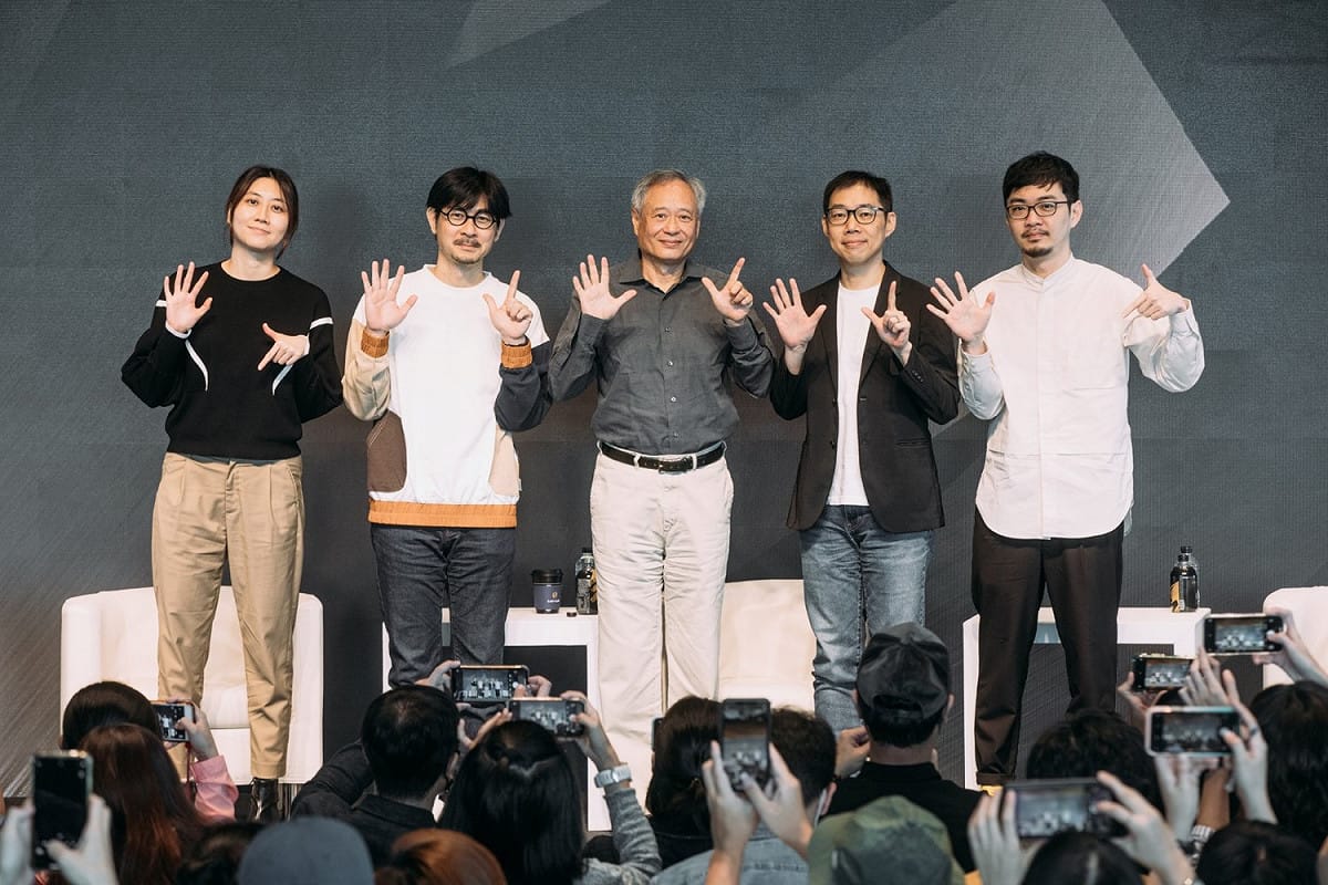 金馬大師課邀請到導演黃綺琳(左起)、黃修平、李安、林書宇、程偉豪與影迷分享。 圖：金馬執委會/提供
