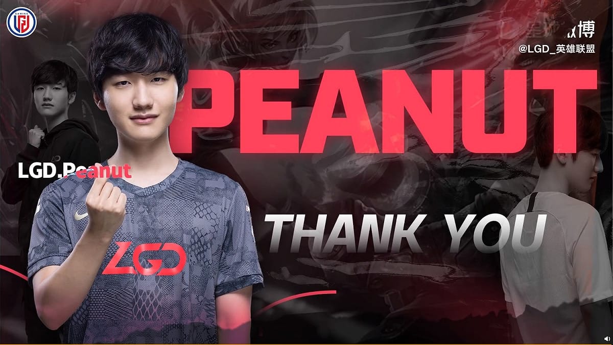 LGD宣布與韓援打野Peanut提前解約。 圖：翻攝自微博