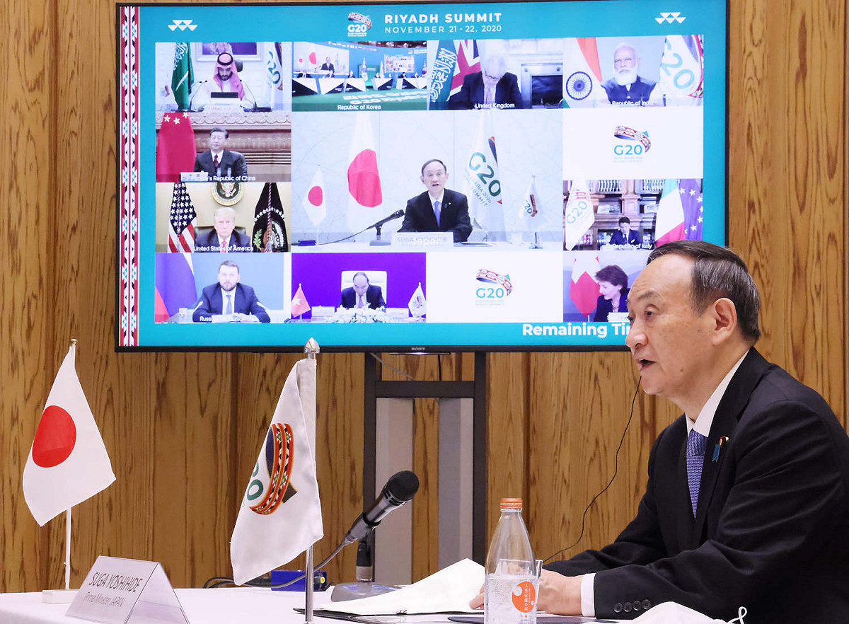 中國國家主席習近平日前在APEC高峰會上放話想加入「跨太平洋夥伴全面進步協定」，日本首相菅義偉未置可否。 圖：翻攝自日本首相官邸臉書