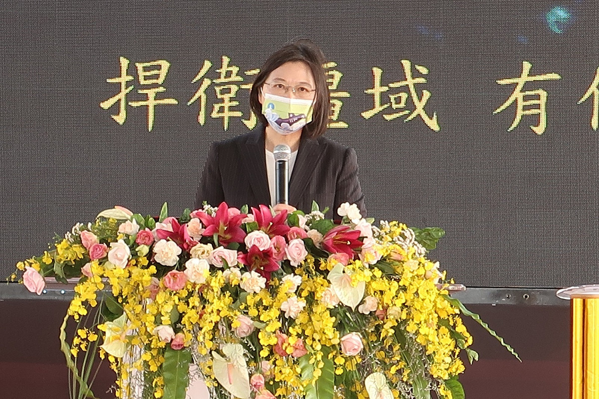 總統蔡英文主持第一艄國造潛艦的開工典禮。 圖：林朝億/攝