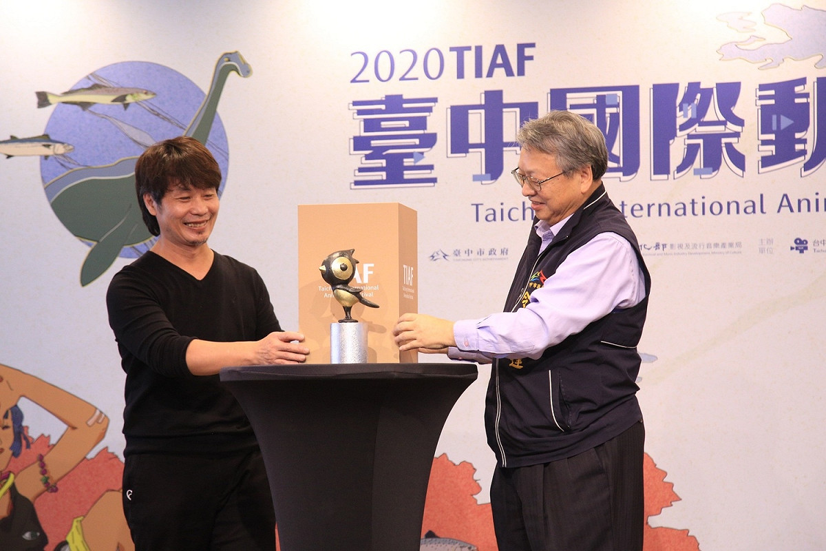 2020台中國際動畫影展全新打造的3D立體銅雕獎座今日首度亮相。 台中市政府/提供
