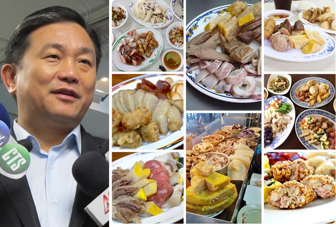 民進黨立委王定宇27日晚間在臉書貼出各式豬料理的「深夜邪惡食堂」照片，怒批國民黨把中國人「雜碎」用詞，硬加在台灣豬的內臟身上。 圖：翻攝王定宇臉書(新頭殼合成)