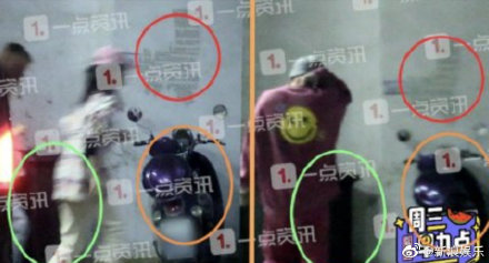 有狗仔拍到吳謹言洪堯同進一棟樓。 圖：翻攝自新浪娛樂微博