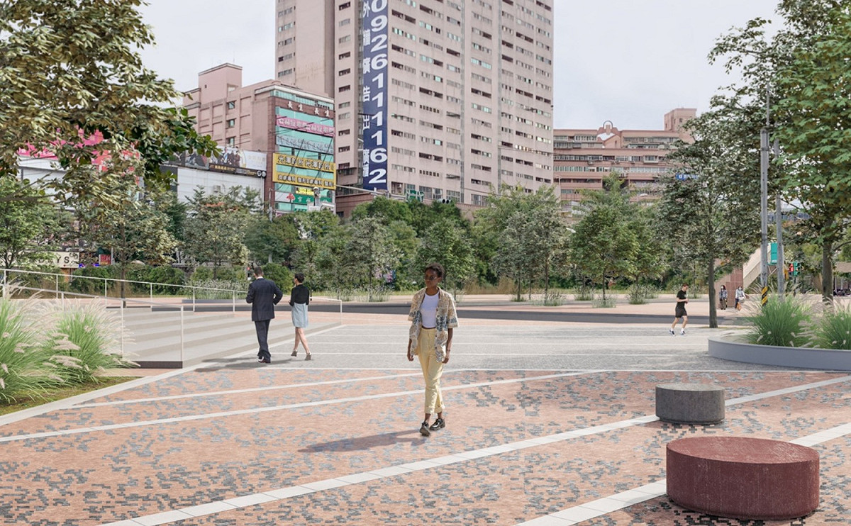 府中雙城以「城市中心的城市」為規劃構想，導入「雙軸三廣場」的概念，將「府中廣場」、「板橋站前廣場」及「市民廣場」等三個廣場的節點和區域街廓與生活型態相結合。  圖：新北市工務局提供