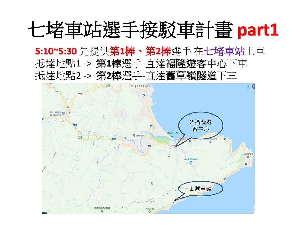 七堵車站選手接駁車計畫 圖/旅跑新北臉書粉絲頁