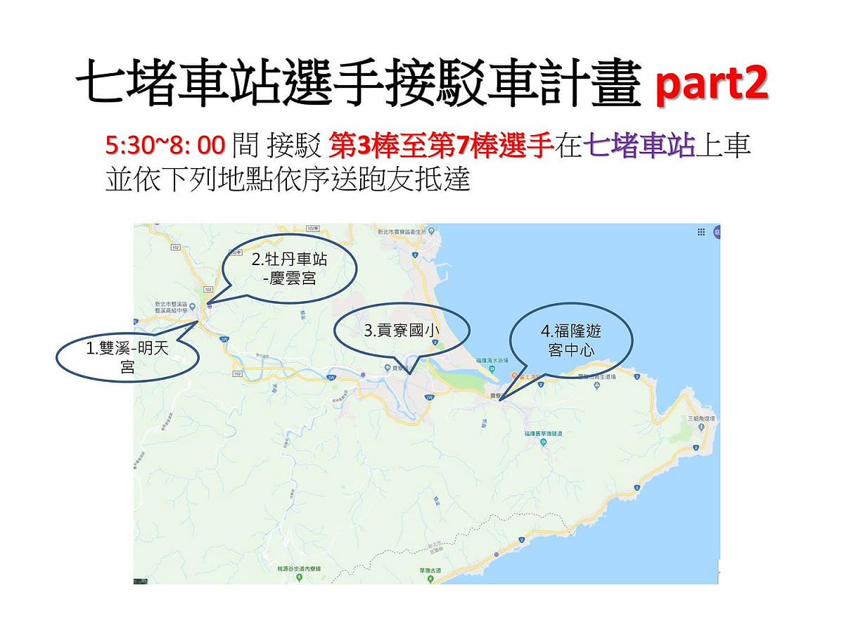 七堵車站選手接駁車計畫 圖/旅跑新北臉書粉絲頁